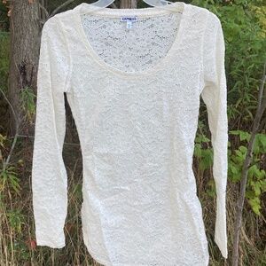 Exquisite! EUC Express Lacy Classic Ivory Long Sleeve Top Size S